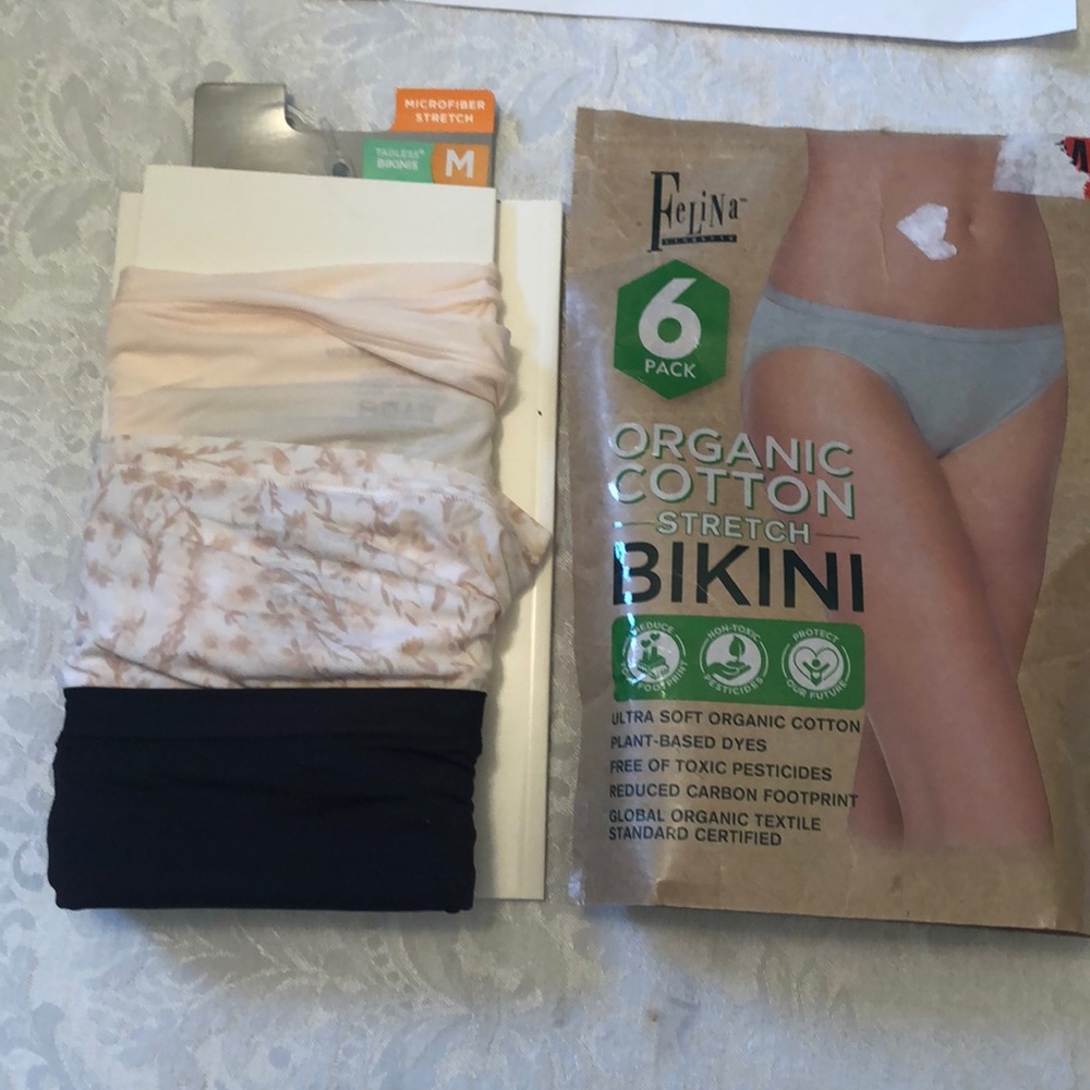 NWT Felina panties 2 pair and Hanes 3 pair.   Size medium